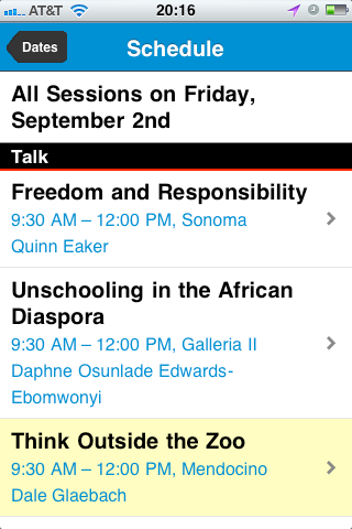 Screenshot of the Rethinking Program .com Schedule Page